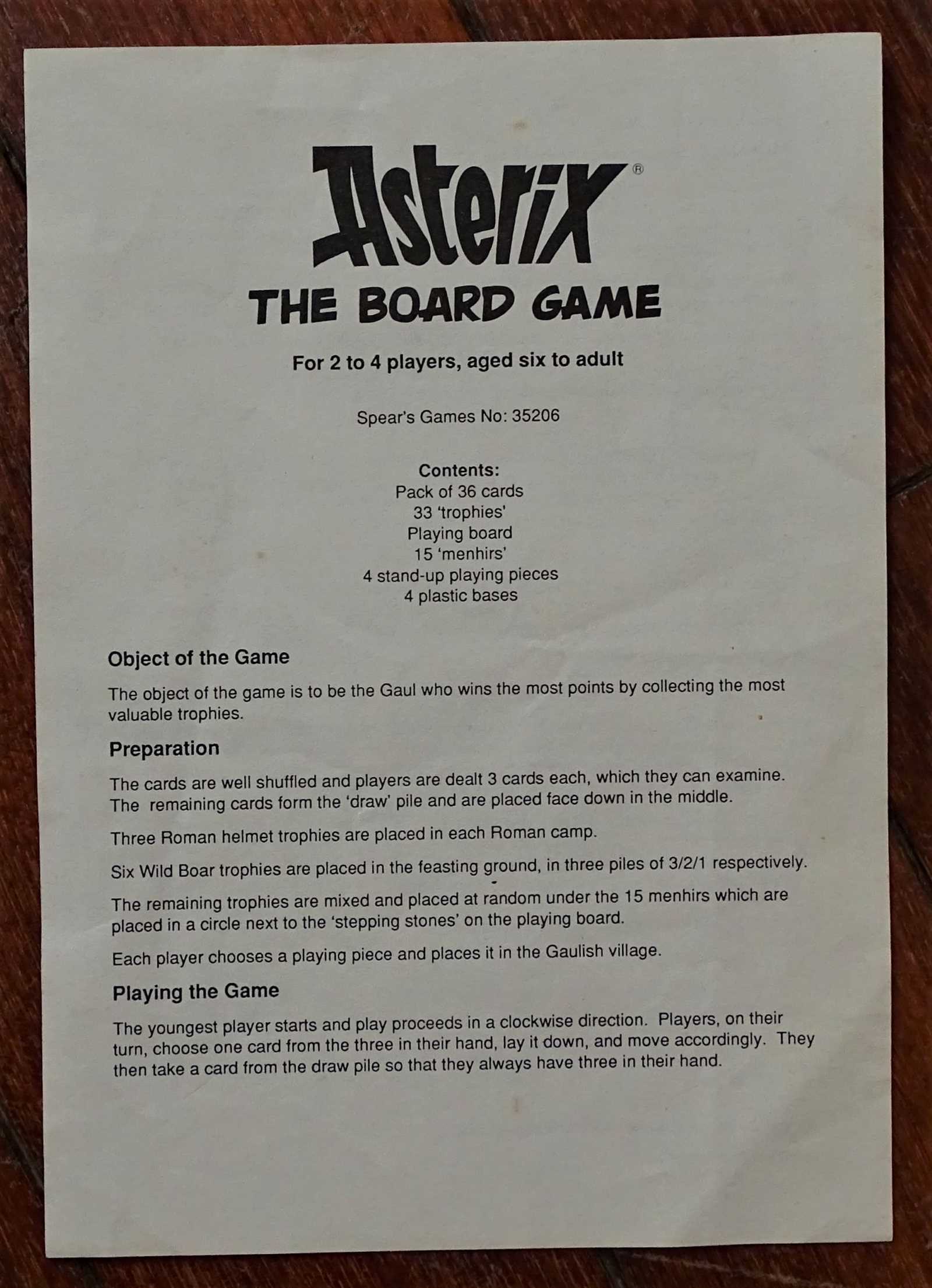 instruction manual for board games