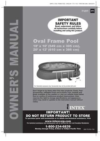 intex swimming pool instruction manual