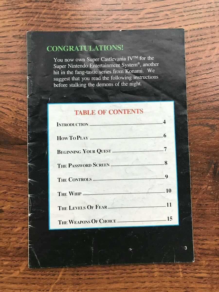 castlevania symphony of the night instruction manual