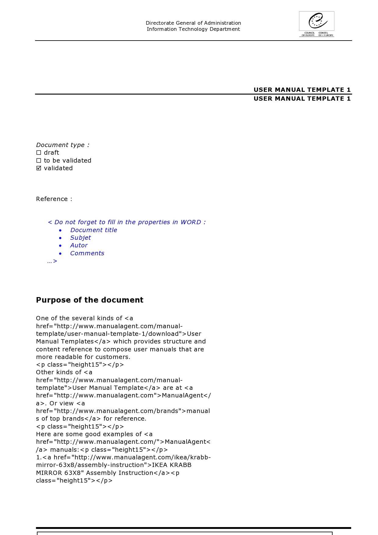 sample instruction manual template